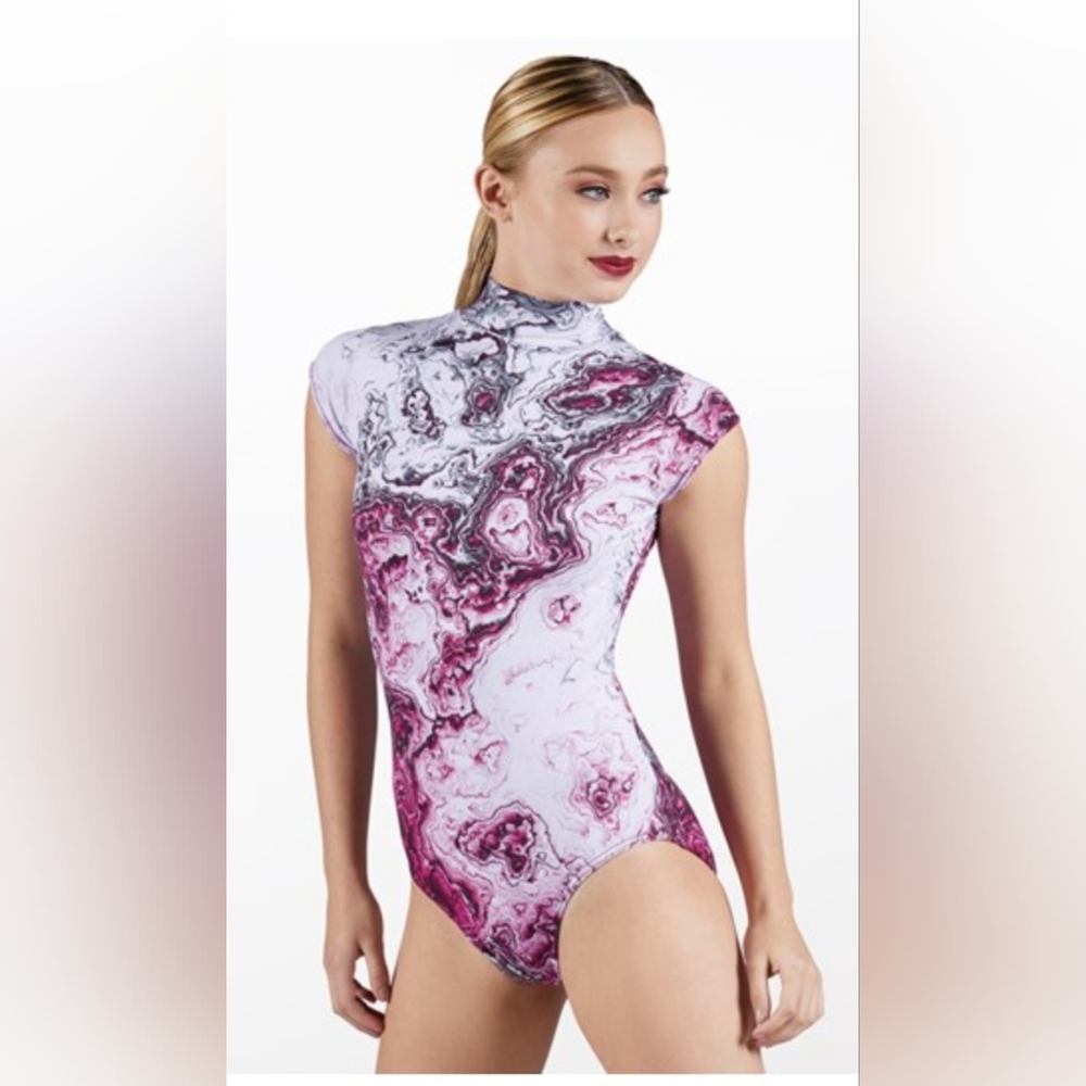Printed Cap Sleeve Leotard